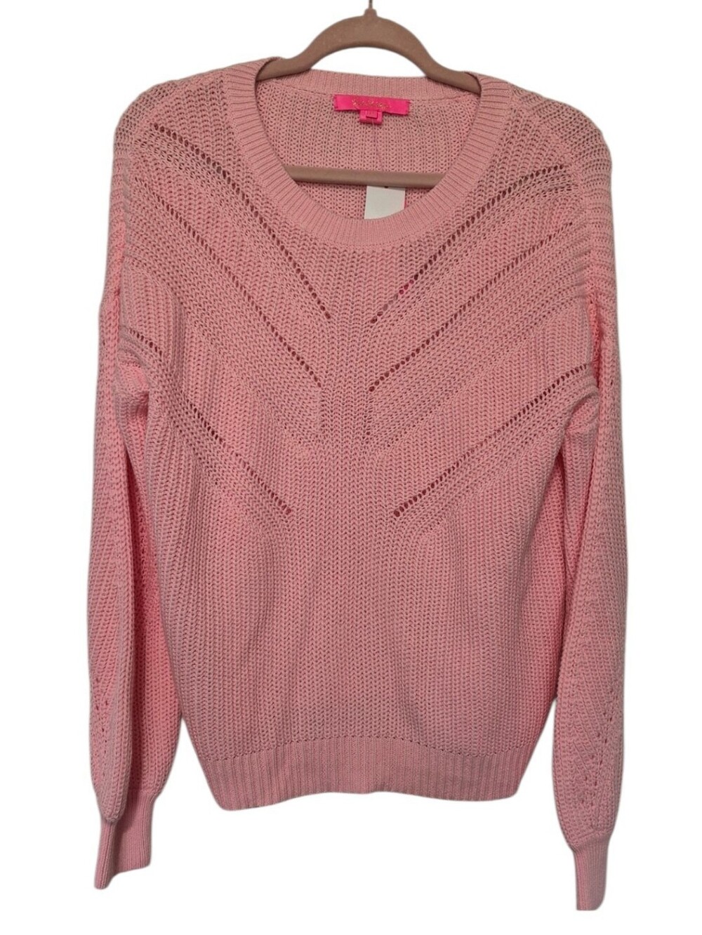 Lilly Pulitzer Bristol Sweater Conch Shell Pink Open Knit Size M NWT